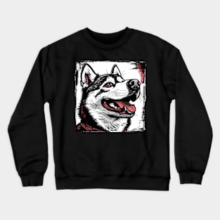 Retro Art Siberian Husky Dog Lover Crewneck Sweatshirt